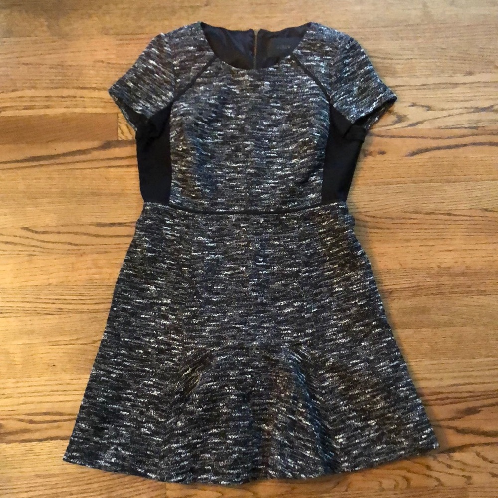 J. Crew black and tweed dress